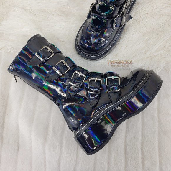 Platform Heart Metal Plates Buckle boot Emily 330 - Picture 5 of 16